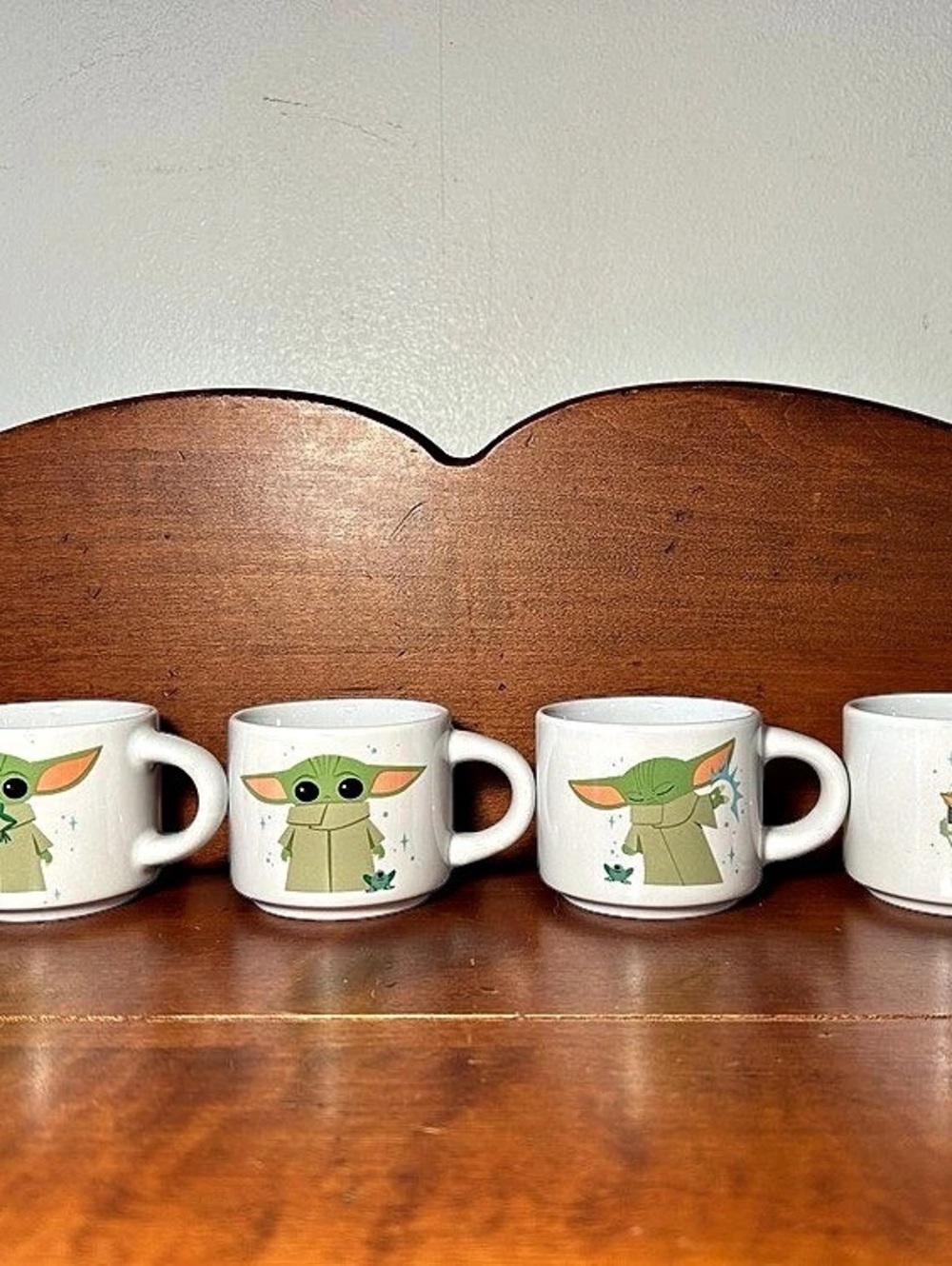 Set of 4 Grogu Baby Yoda Espresso Mugs 2” t x 3.25” w x 2.25” diam